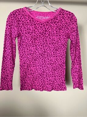 Place Girls Pink Leopard-Print Long Sleeve Top - Size 10/12 Large